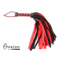 Avalon - NYMPH - Flogger med Lær og Pels, Sort og Rød