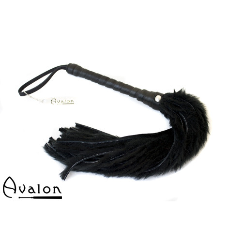 Avalon - GRIFFIN - Flogger med Lær og Pels, Svart 