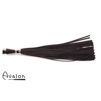 Avalon - MERLIN - Sort Lær Flogger med Kjegleformet Metallhåndtak