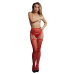 Le Desir - Suspender Pantyhose av netting og rhinestones - Rød