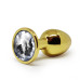 BQS - Buttplug i gullfarget metall med Krystall - Klar - Small