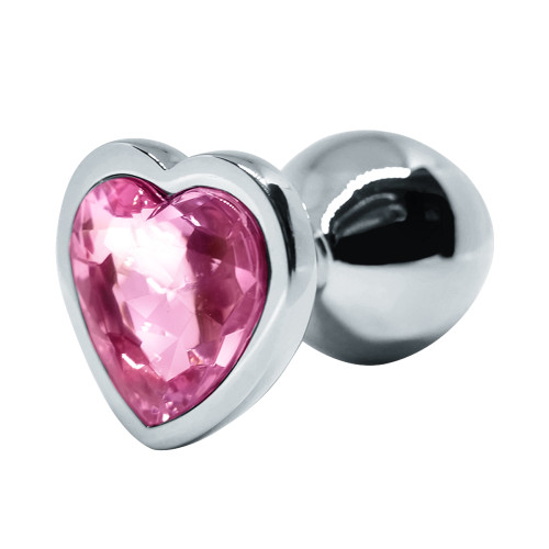 BQS - Buttplug med Hjertekrystall - Rosa - Medium BQS - Buttplug med Hjertekrystall - Rosa - Medium