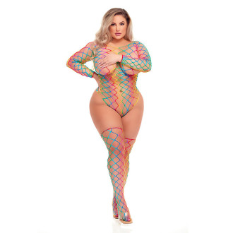 Pink Lipstick - Taste The Rainbow - Teddy og Thigh High Sett - Queen Size