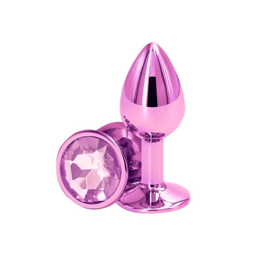 BQS - Rosa buttplug med rosa krystall - Small