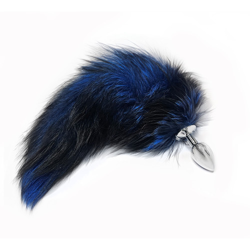 BQS - Buttplug med Sort og Mørk Blå Hale