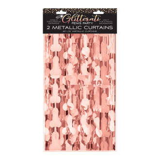 LITTLE GENIE  - Glitterati Peniser i folie forheng - Rosegull - 2 pk