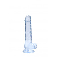 Realrock – Crystal Clear – Realistisk Dildo med Pung – Blå - 17 cm