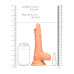 Realrock - Dildo med pung - 8inch/21,8 cm - Lys hudfarge