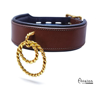 Avalon Viking - Nieve - Collar med to ringer - Brun og gull