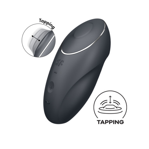 Satisfyer - Tap & Climax - Tappende Klitorisvibrator - Mørk Grå Satisfyer - Tap & Climax - Tappende Klitorisvibrator - Mørk Grå