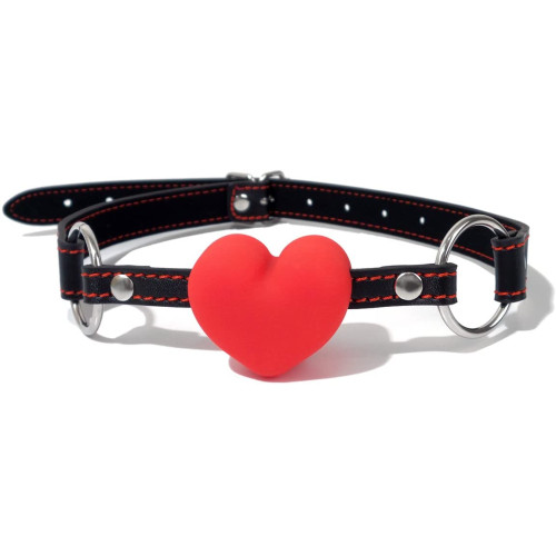 BQS - Gag med rødt hjerte i silikon BQS - Gag med rødt hjerte i silikon