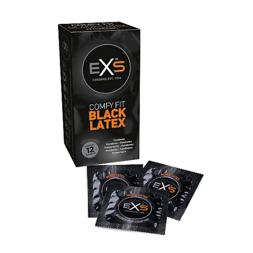 EXS - Black Latex - 12 pk kondomer - Sort  
