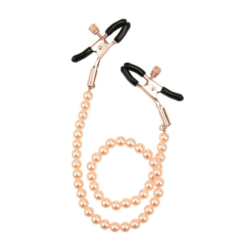 BQS - Enkle justerbare brystklyper med perler - Rosegull