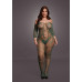 Le Desir - Sexy Catsuit med netting og blomstermønster - Queen Size 2XL-5XL - Grønn 