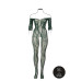 Le Desir - Sexy Catsuit med netting og blomstermønster - Queen Size 2XL-5XL - Grønn 