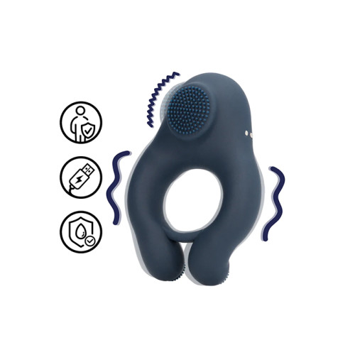 Loveline - Penisring med klitorisvibrator - Blå Loveline - Penisring med klitorisvibrator - Blå