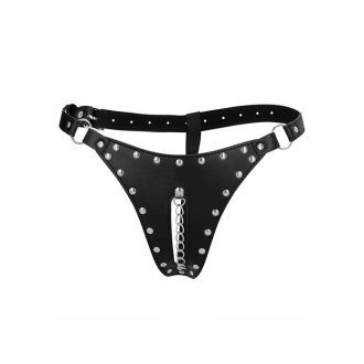 Ouch! Extreme - Pu-lær string med kjetting