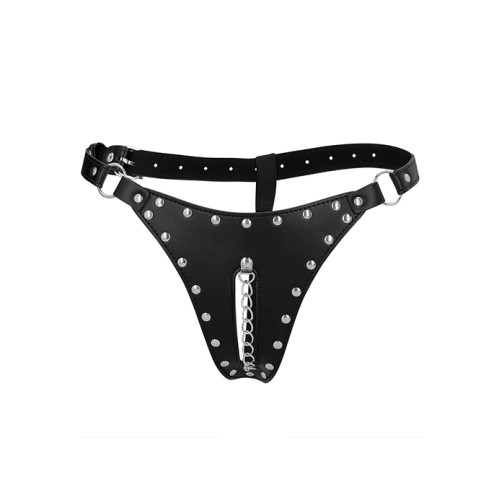 Ouch! Extreme - Pu-lær string med kjetting