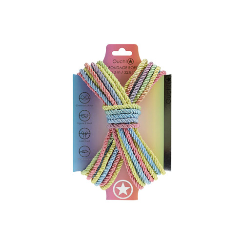Ouch! Bondagetau - 10 meter - 6mm - Pastell regnbue Ouch! Bondagetau - 10 meter - 6mm - Pastell regnbue
